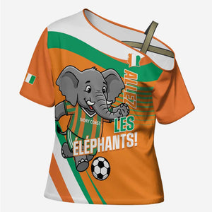 Custom Ivory Coast Football Cross Shoulder Shirt 2026 Allez Les Elephants Cute Mascot - African Pride