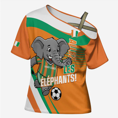 Custom Ivory Coast Football Cross Shoulder Shirt 2026 Allez Les Elephants Cute Mascot - African Pride