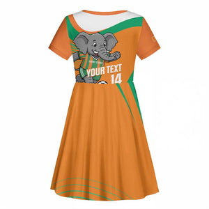 Custom Ivory Coast Football Kid Short Sleeve Dress 2026 Allez Les Elephants Cute Mascot LT14
