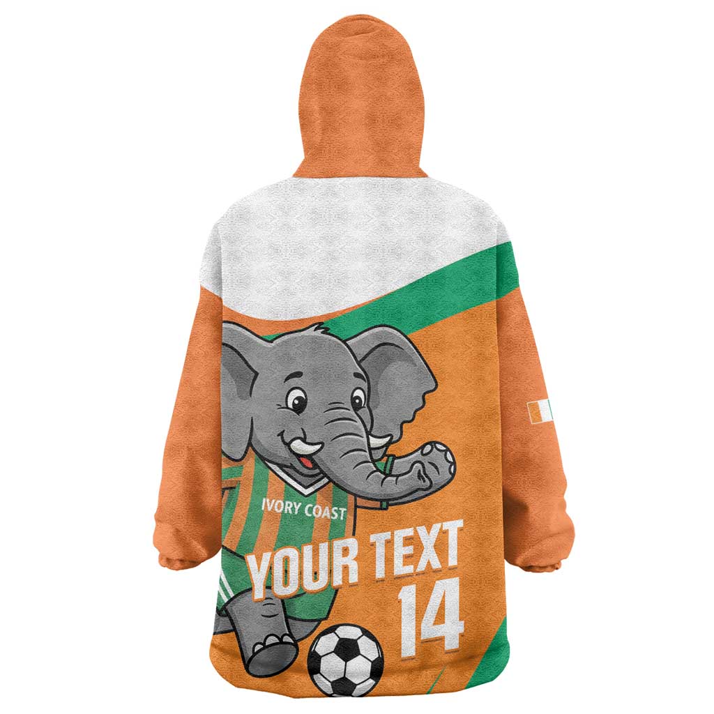 Custom Ivory Coast Football Kid Wearable Blanket Hoodie 2026 Allez Les Elephants Cute Mascot - African Pride