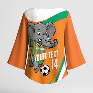 Custom Ivory Coast Football Kimono Sleeve Blouse 2026 Allez Les Elephants Cute Mascot - African Pride