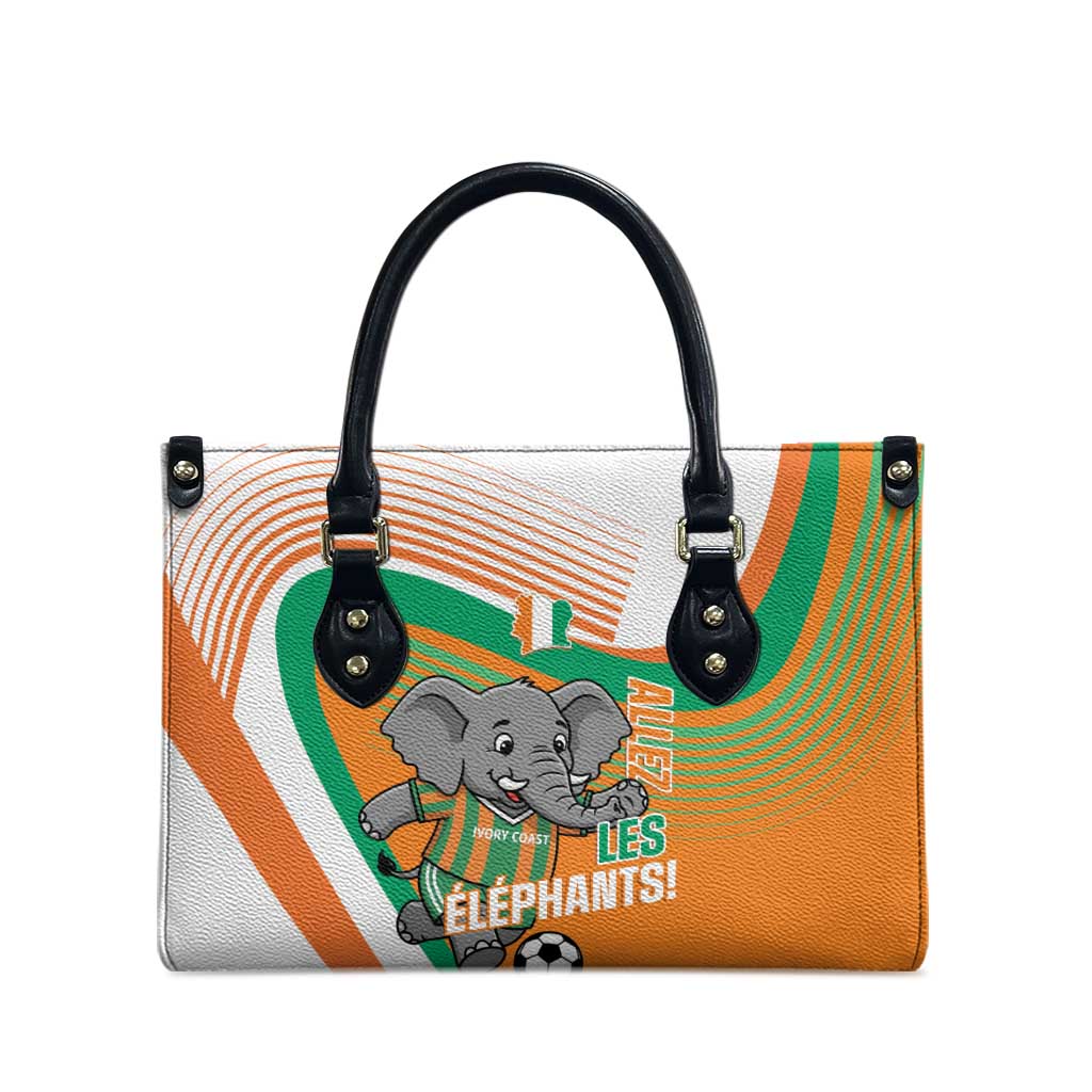Ivory Coast Football Leather Bag 2026 Allez Les Elephants Cute Mascot - African Pride