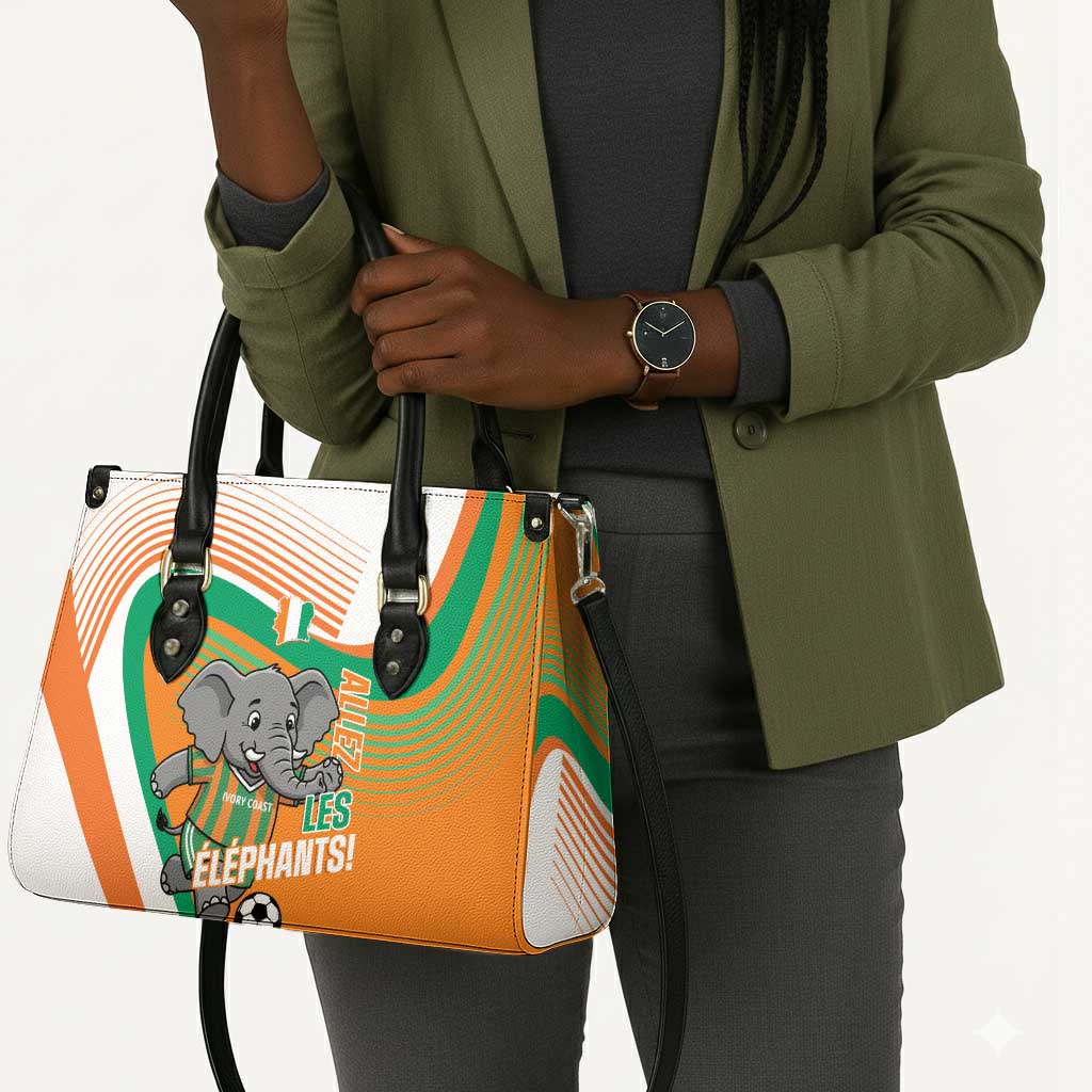 Ivory Coast Football Leather Bag 2026 Allez Les Elephants Cute Mascot - African Pride