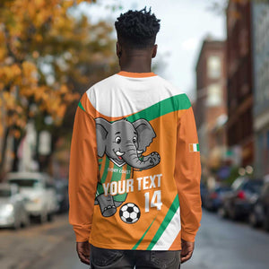 Custom Ivory Coast Football Long Sleeve Shirt 2026 Allez Les Elephants Cute Mascot - African Pride