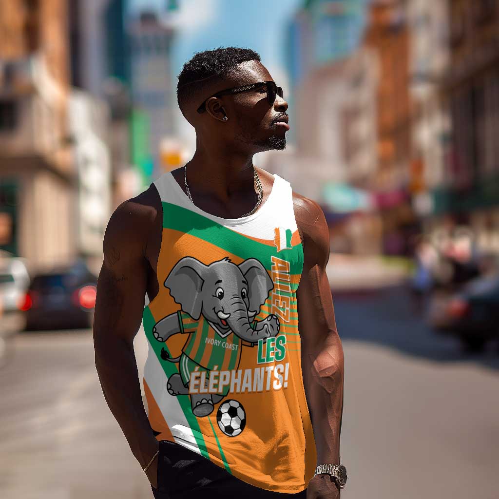 Custom Ivory Coast Football Men Tank Top 2026 Allez Les Elephants Cute Mascot - African Pride