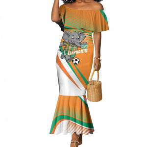 Custom Ivory Coast Football Mermaid Dress 2026 Allez Les Elephants Cute Mascot LT14