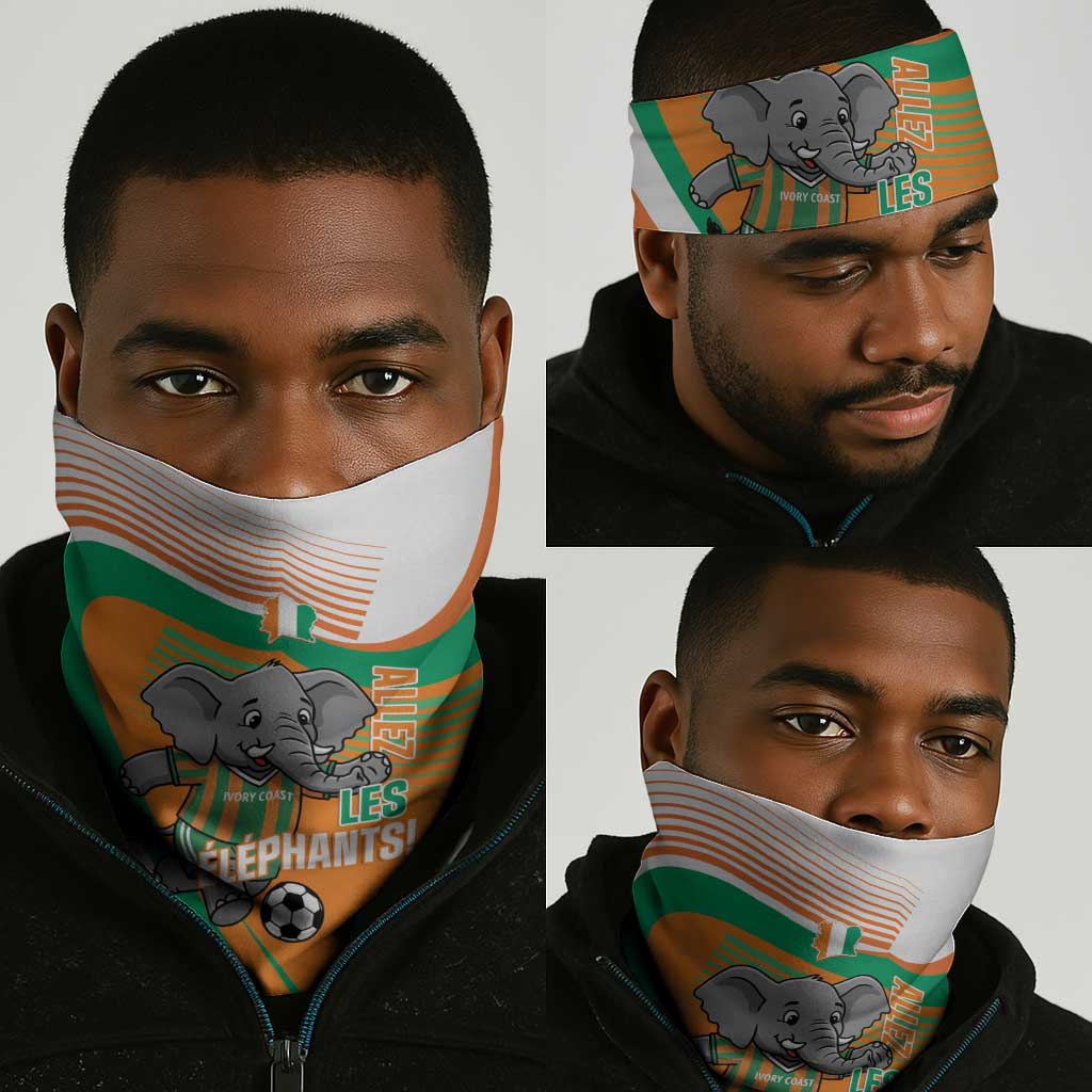 Ivory Coast Football Neck Gaiter 2026 Allez Les Elephants Cute Mascot - African Pride