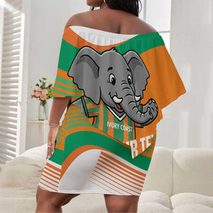 Custom Ivory Coast Football Off Shoulder Short Dress 2026 Allez Les Elephants Cute Mascot - African Pride