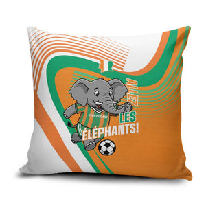 Ivory Coast Football Pillow Cover 2026 Allez Les Elephants Cute Mascot - African Pride
