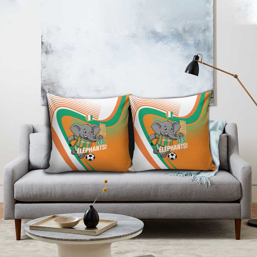 Ivory Coast Football Pillow Cover 2026 Allez Les Elephants Cute Mascot - African Pride