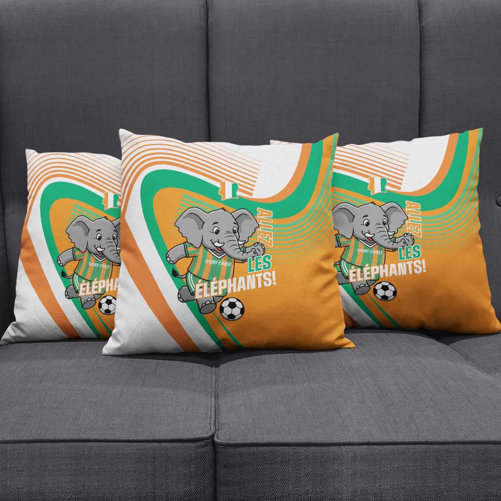Ivory Coast Football Pillow Cover 2026 Allez Les Elephants Cute Mascot - African Pride