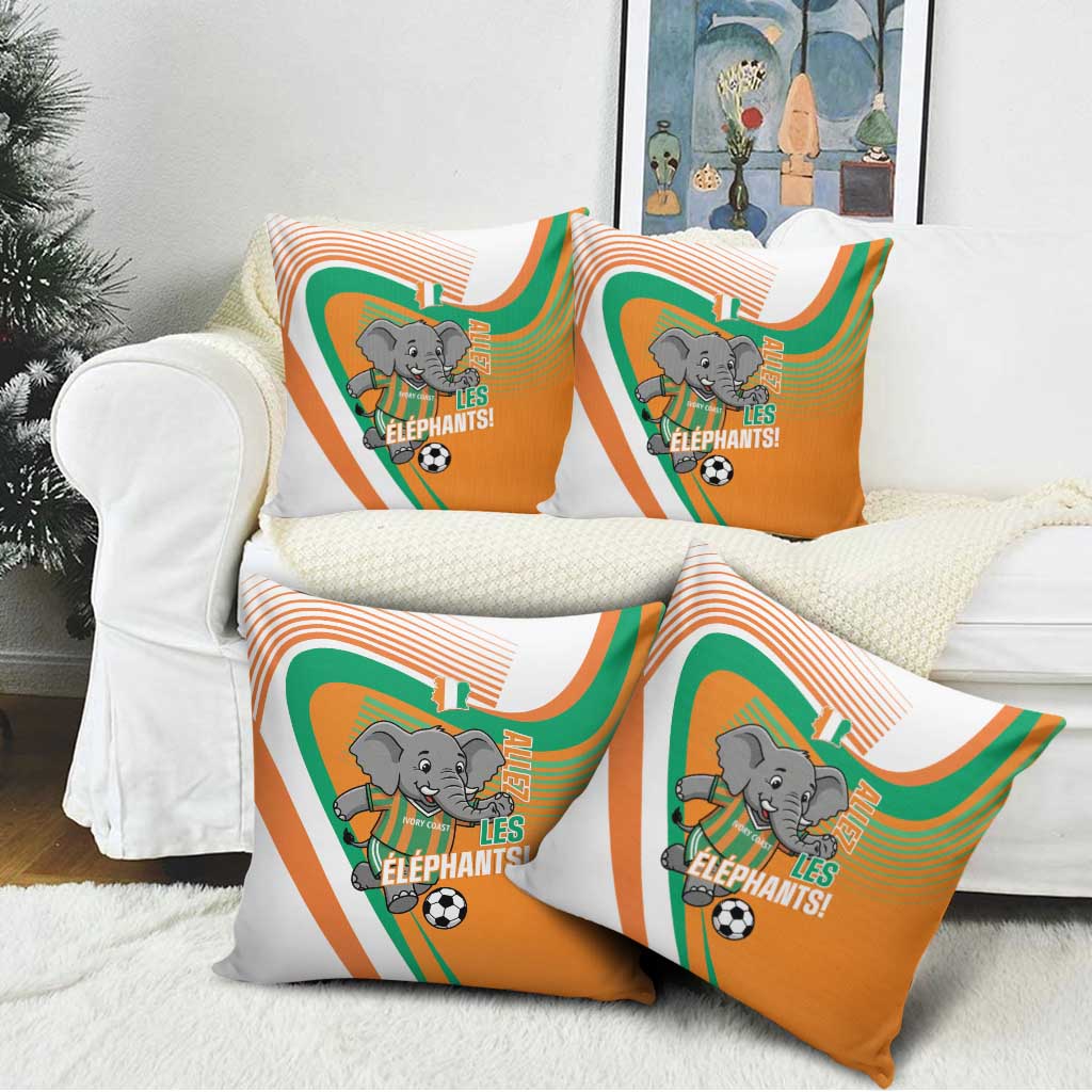 Ivory Coast Football Pillow Cover 2026 Allez Les Elephants Cute Mascot - African Pride