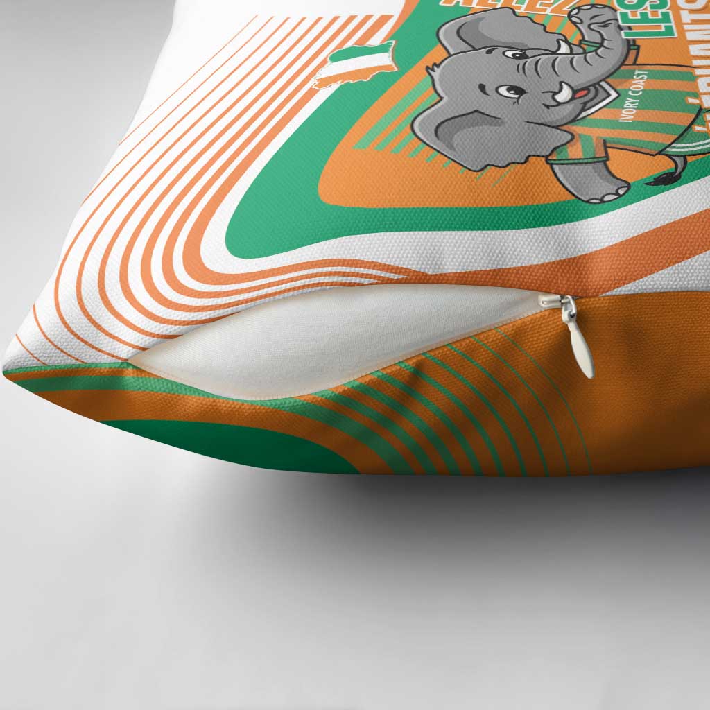 Ivory Coast Football Pillow Cover 2026 Allez Les Elephants Cute Mascot - African Pride