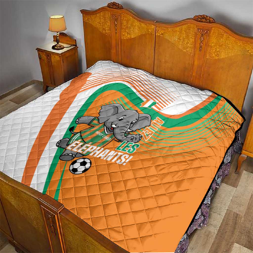 Ivory Coast Football Quilt 2026 Allez Les Elephants Cute Mascot - African Pride