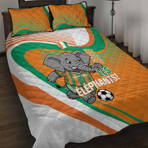 Ivory Coast Football Quilt Bed Set 2026 Allez Les Elephants Cute Mascot - African Pride