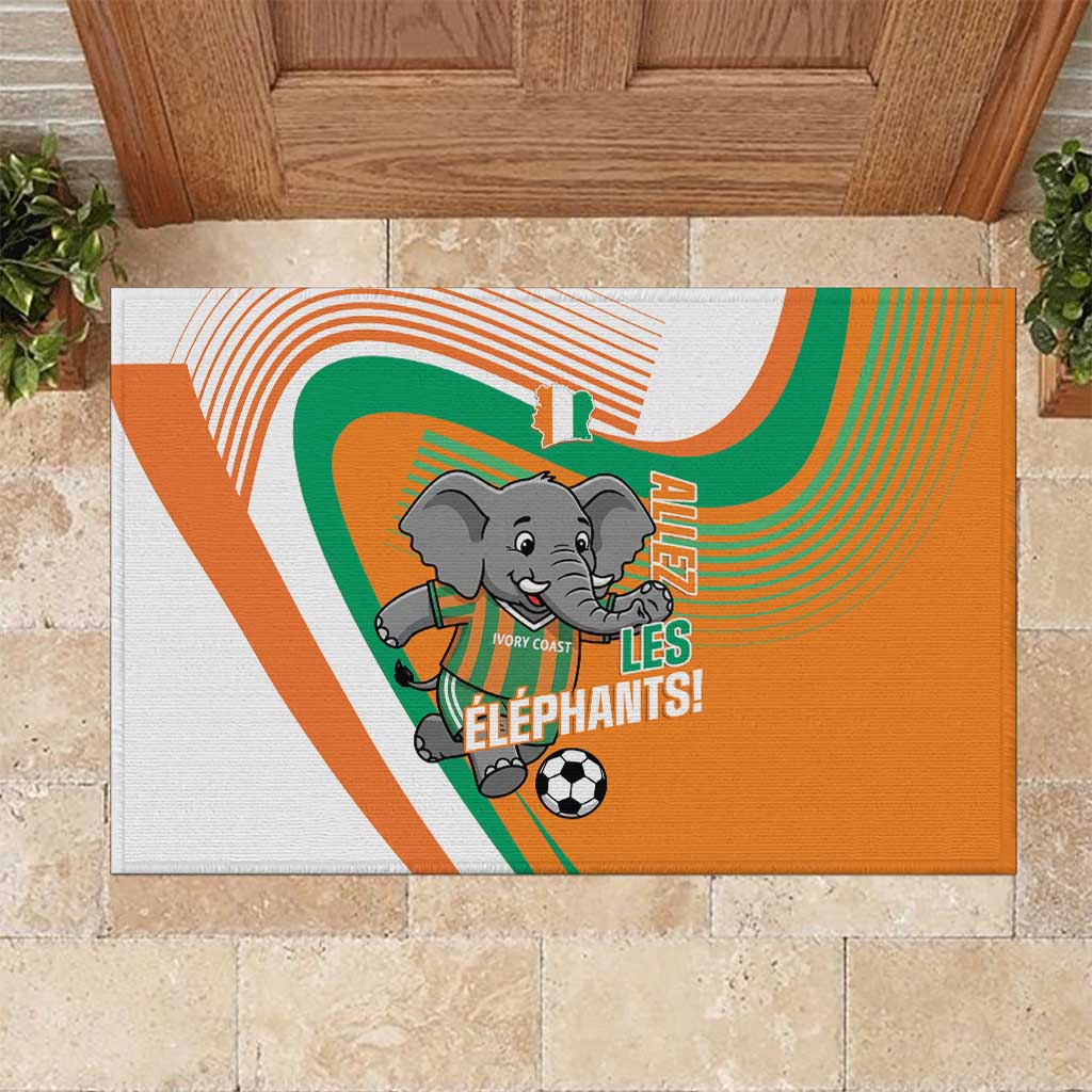 Ivory Coast Football Rubber Doormat 2026 Allez Les Elephants Cute Mascot - African Pride