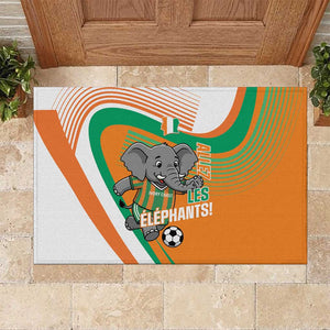 Ivory Coast Football Rubber Doormat 2026 Allez Les Elephants Cute Mascot - African Pride