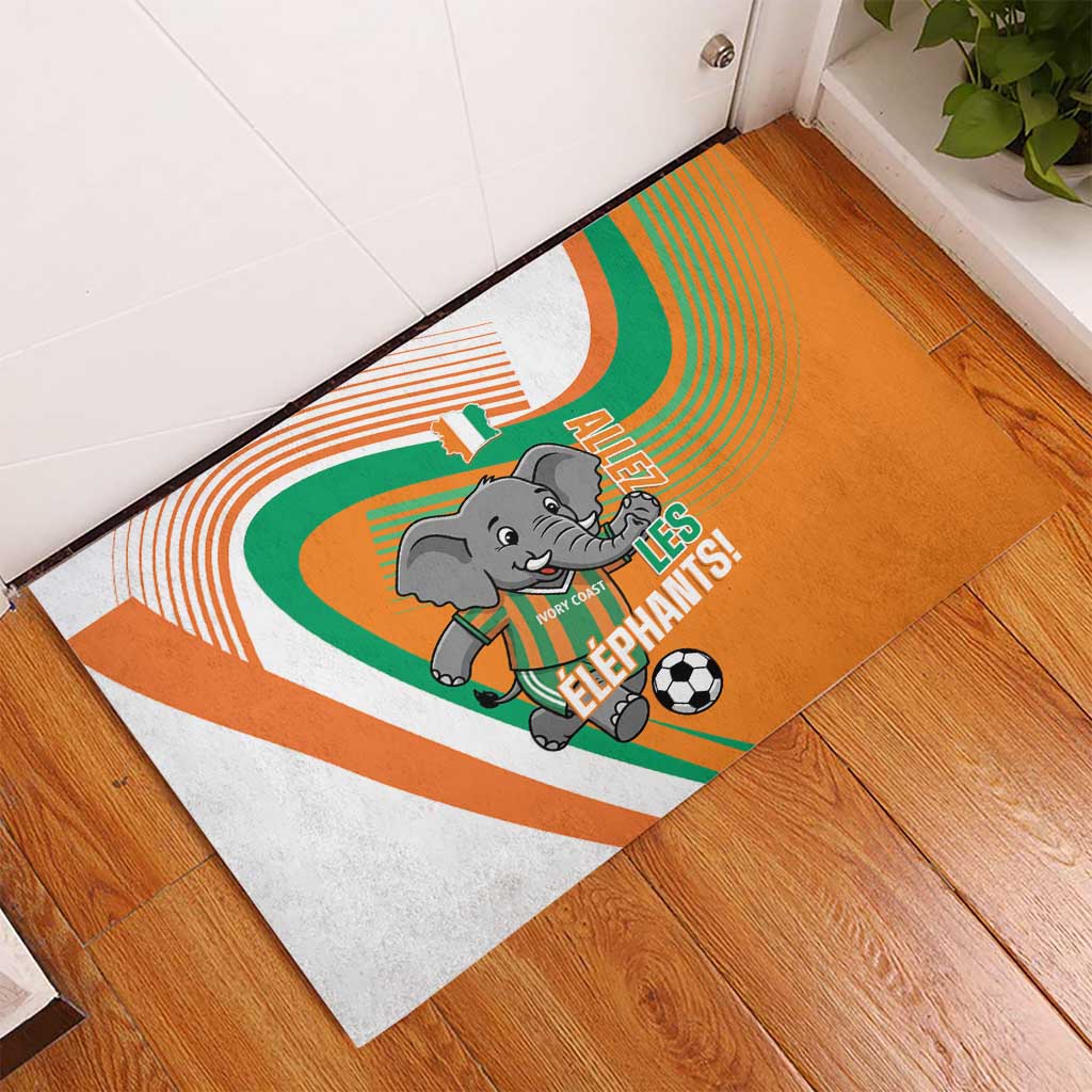 Ivory Coast Football Rubber Doormat 2026 Allez Les Elephants Cute Mascot - African Pride