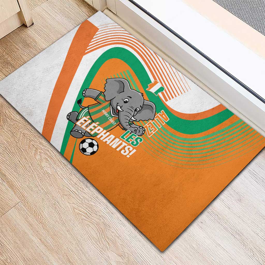 Ivory Coast Football Rubber Doormat 2026 Allez Les Elephants Cute Mascot - African Pride