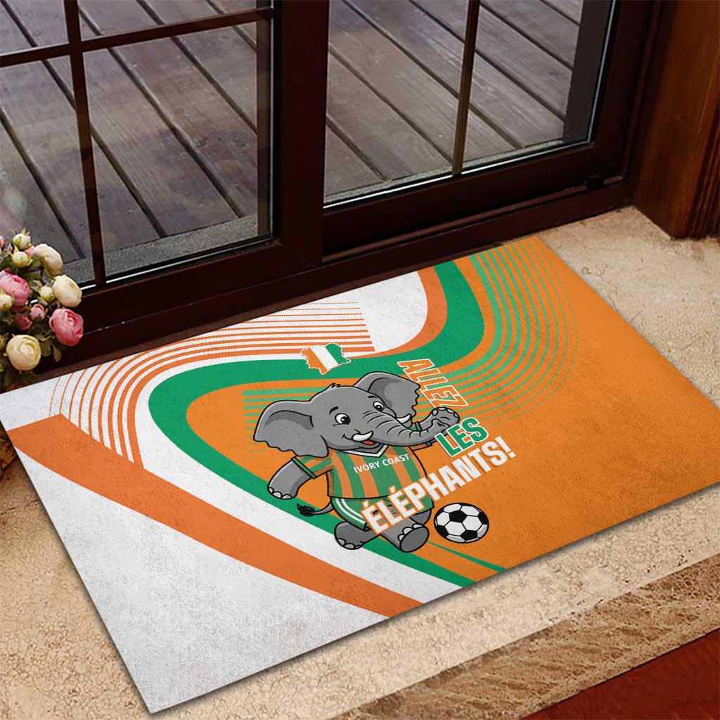 Ivory Coast Football Rubber Doormat 2026 Allez Les Elephants Cute Mascot - African Pride