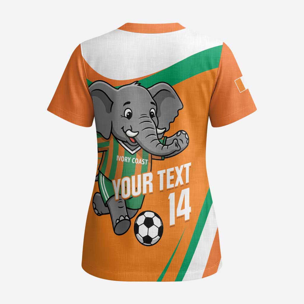 Custom Ivory Coast Football Scrub Top 2026 Allez Les Elephants Cute Mascot - African Pride