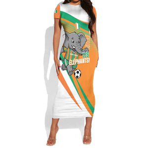 Custom Ivory Coast Football Short Sleeve Bodycon Dress 2026 Allez Les Elephants Cute Mascot LT14