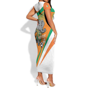 Custom Ivory Coast Football Short Sleeve Bodycon Dress 2026 Allez Les Elephants Cute Mascot LT14