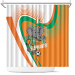 Ivory Coast Football Shower Curtain 2026 Allez Les Elephants Cute Mascot - African Pride