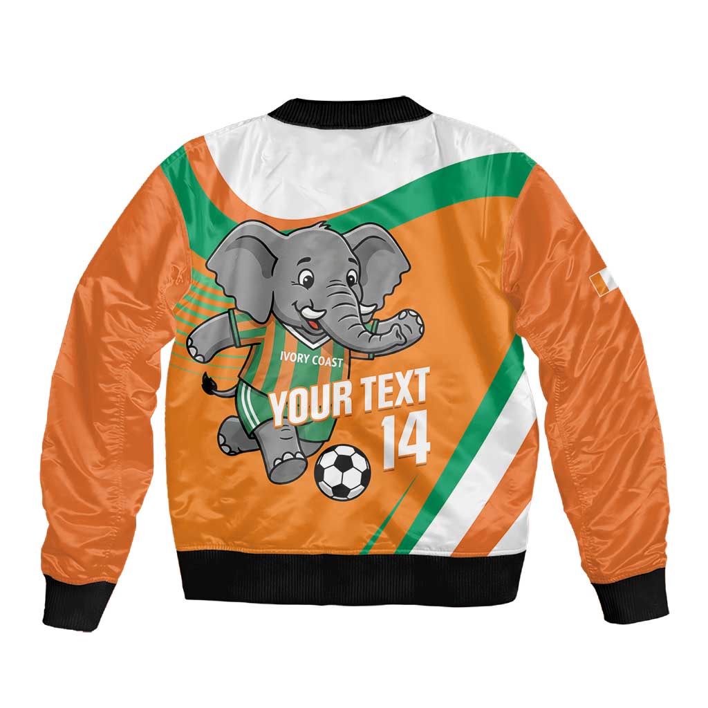 Custom Ivory Coast Football Sleeve Zip Bomber Jacket 2026 Allez Les Elephants Cute Mascot - African Pride
