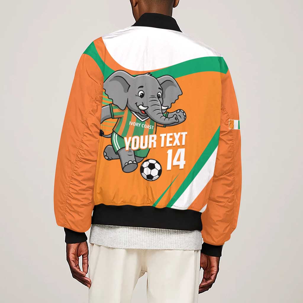 Custom Ivory Coast Football Sleeve Zip Bomber Jacket 2026 Allez Les Elephants Cute Mascot - African Pride