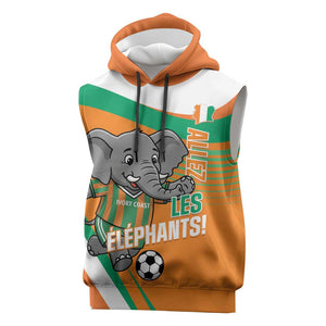 Custom Ivory Coast Football Sleeveless Hoodie 2026 Allez Les Elephants Cute Mascot - African Pride