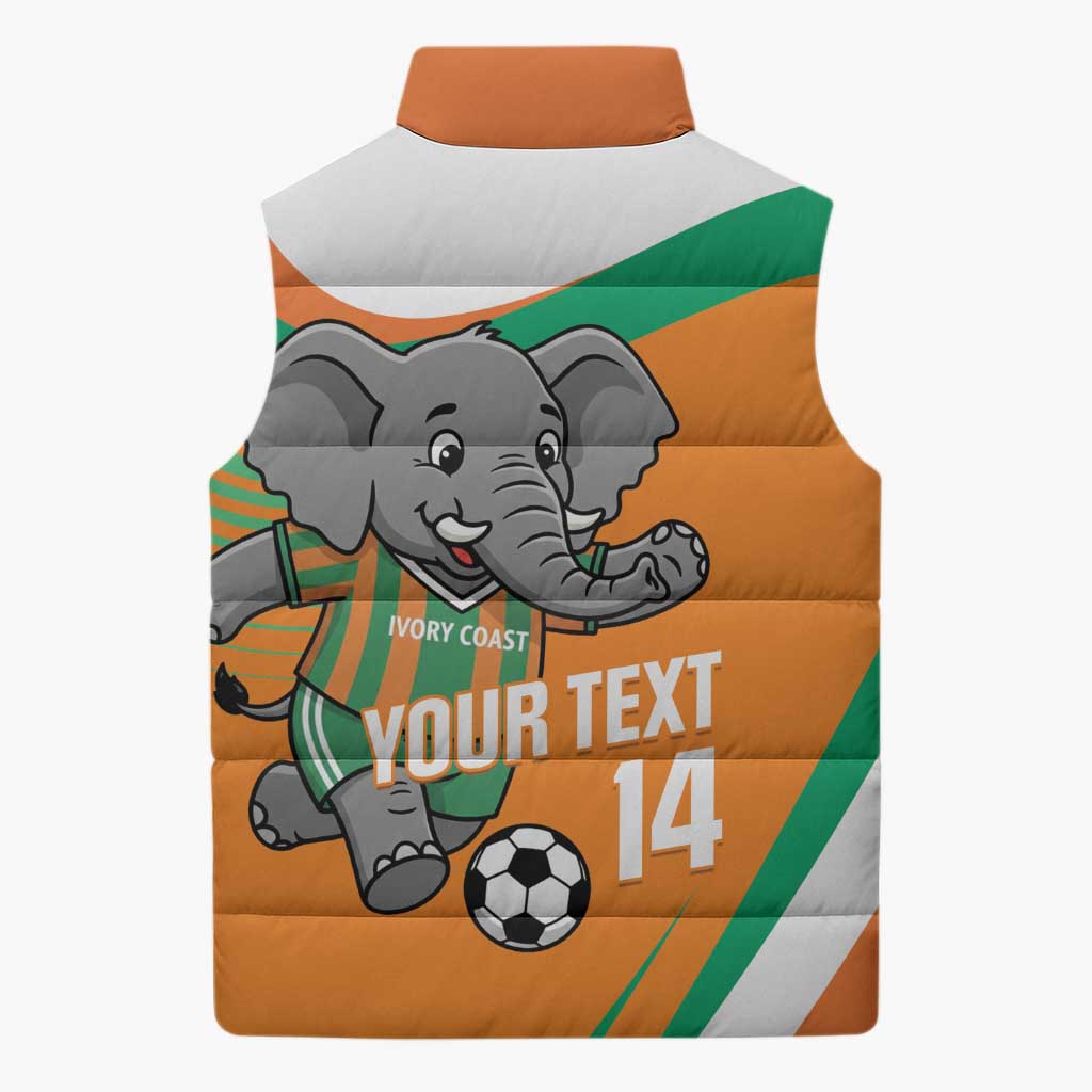 Custom Ivory Coast Football Sleeveless Puffer Jacket 2026 Allez Les Elephants Cute Mascot - African Pride