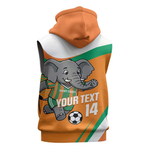 Custom Ivory Coast Football Sleeveless Zip Hoodie 2026 Allez Les Elephants Cute Mascot - African Pride