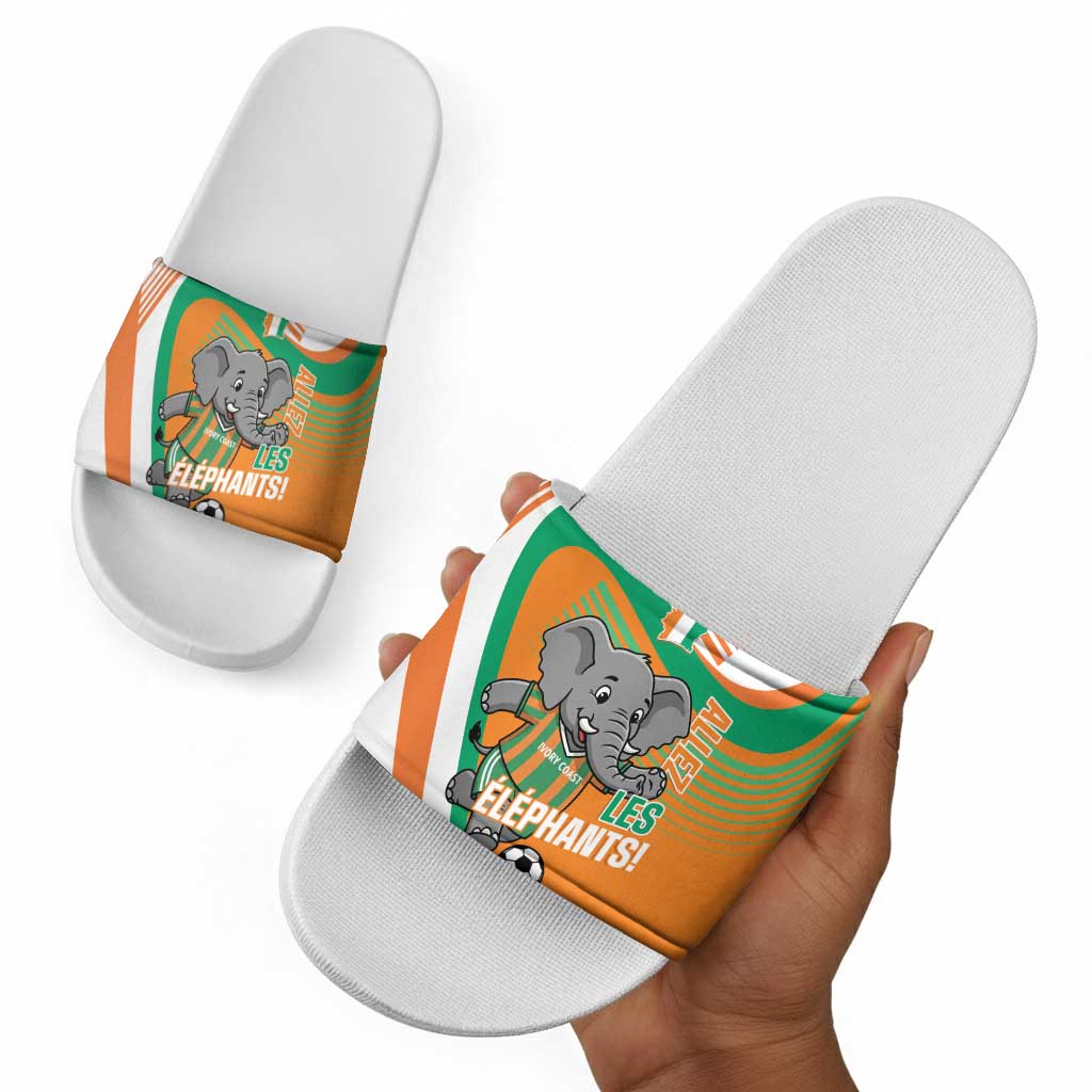 Ivory Coast Football Slide Sandals 2026 Allez Les Elephants Cute Mascot - African Pride
