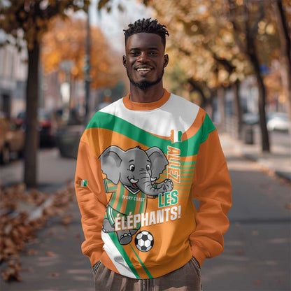 Custom Ivory Coast Football Sweatshirt 2026 Allez Les Elephants Cute Mascot - African Pride