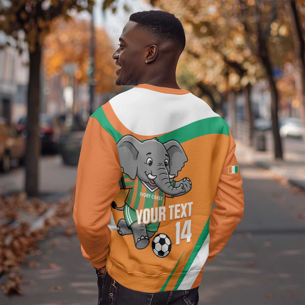 Custom Ivory Coast Football Sweatshirt 2026 Allez Les Elephants Cute Mascot - African Pride