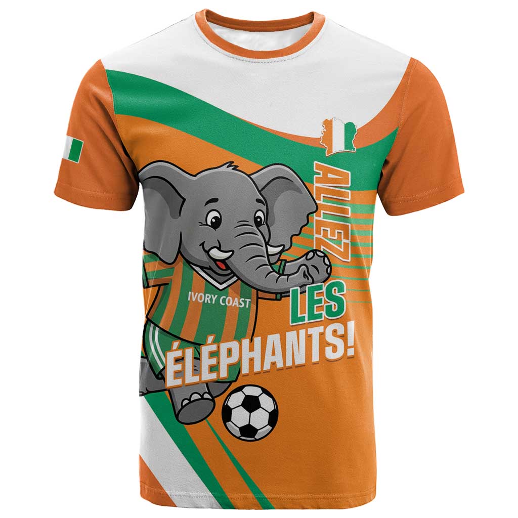 Custom Ivory Coast Football T shirt 2026 Allez Les Elephants Cute Mascot LT14