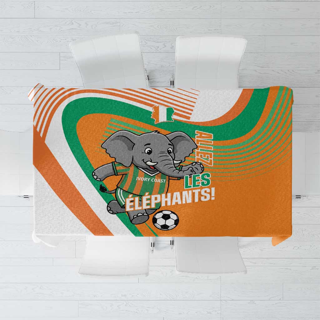 Ivory Coast Football Tablecloth 2026 Allez Les Elephants Cute Mascot - African Pride