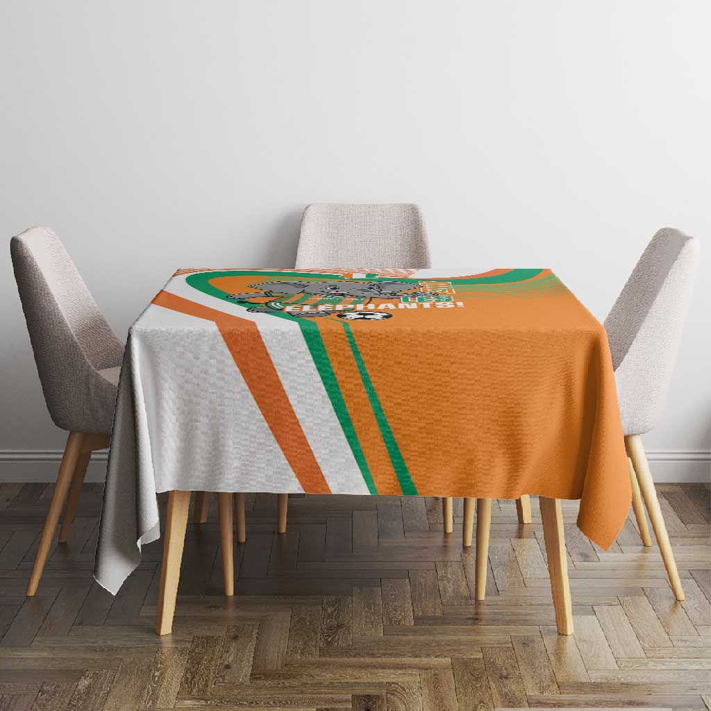 Ivory Coast Football Tablecloth 2026 Allez Les Elephants Cute Mascot - African Pride