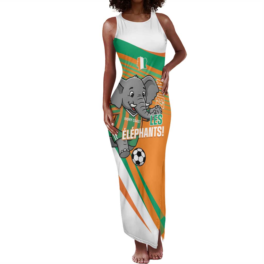 Custom Ivory Coast Football Tank Maxi Dress 2026 Allez Les Elephants Cute Mascot - African Pride
