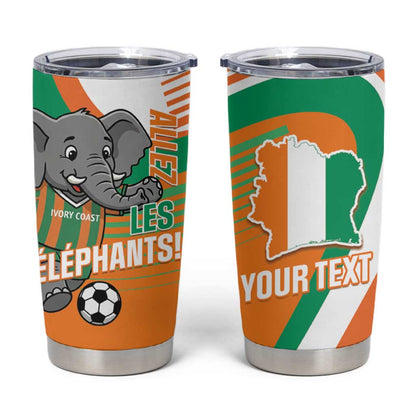 Custom Ivory Coast Football Tumbler Cup 2026 Allez Les Elephants Cute Mascot - African Pride