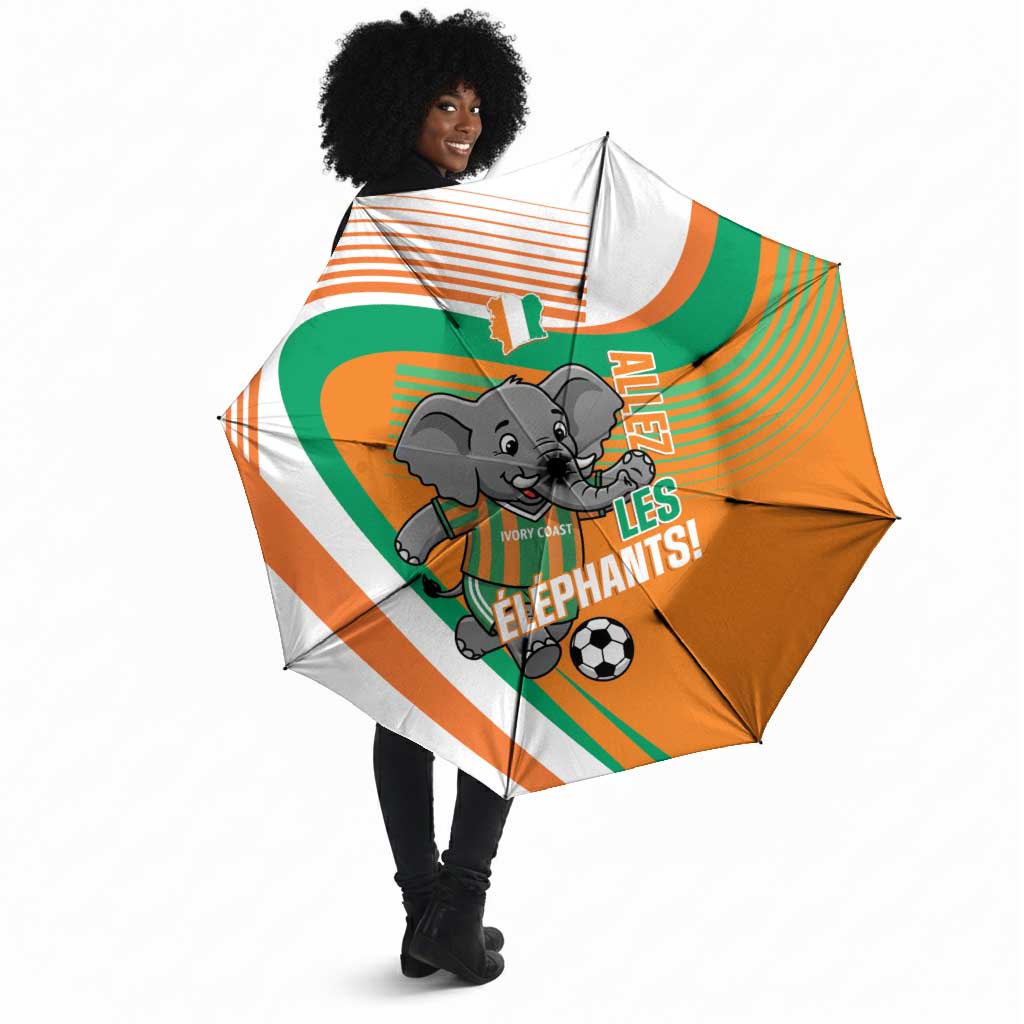 Ivory Coast Football Umbrella 2026 Allez Les Elephants Cute Mascot - African Pride