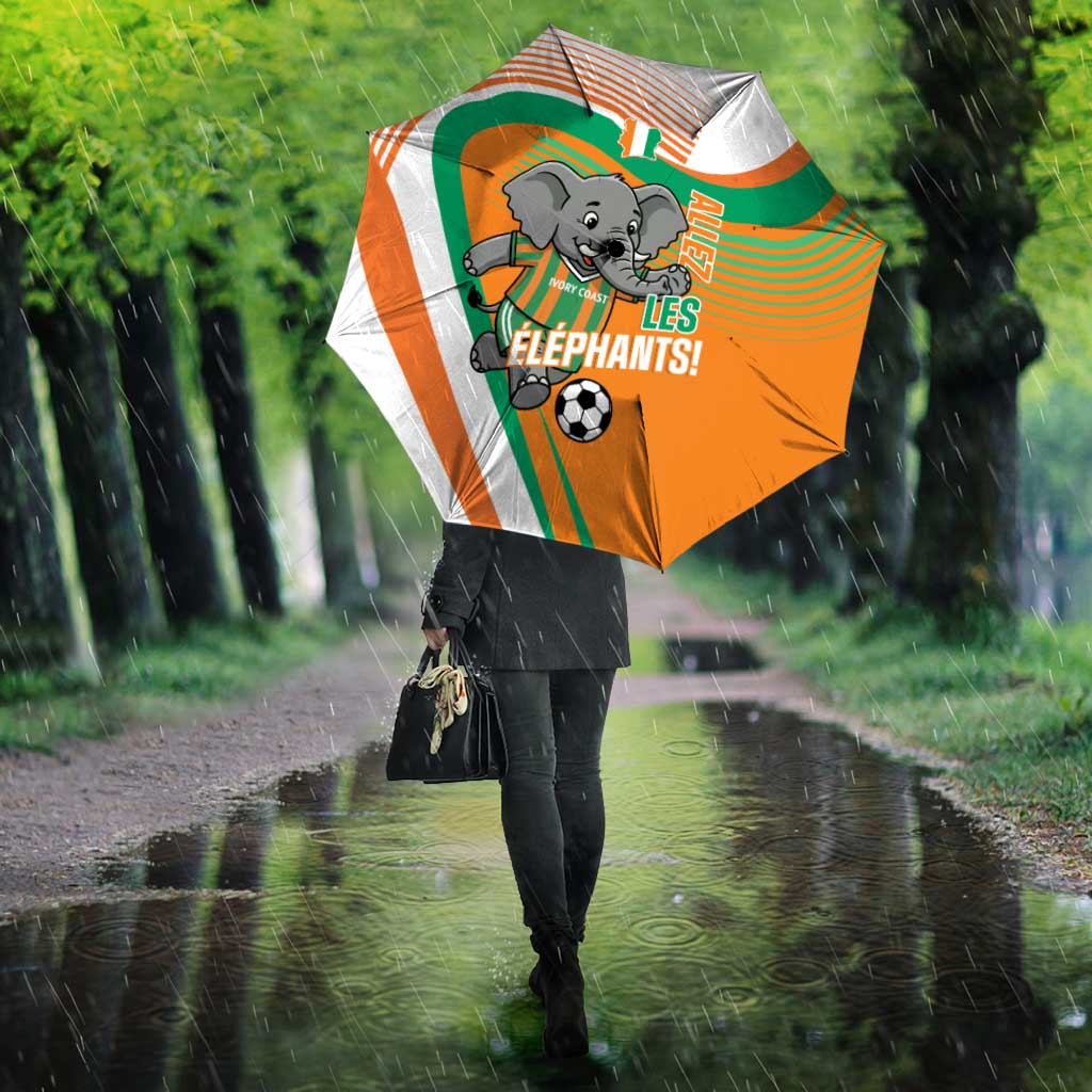 Ivory Coast Football Umbrella 2026 Allez Les Elephants Cute Mascot - African Pride