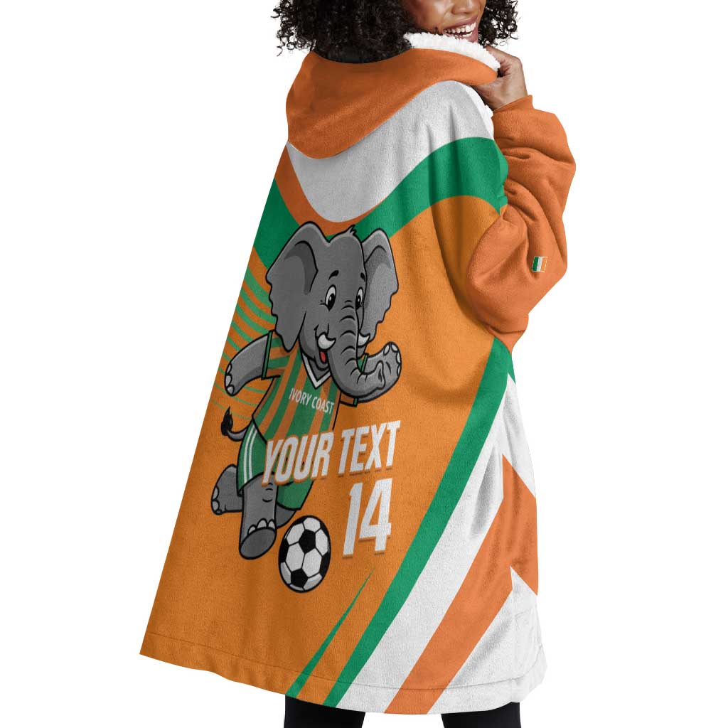 Custom Ivory Coast Football Wearable Blanket Hoodie 2026 Allez Les Elephants Cute Mascot - African Pride