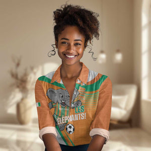 Custom Ivory Coast Football Women Casual Shirt 2026 Allez Les Elephants Cute Mascot - African Pride