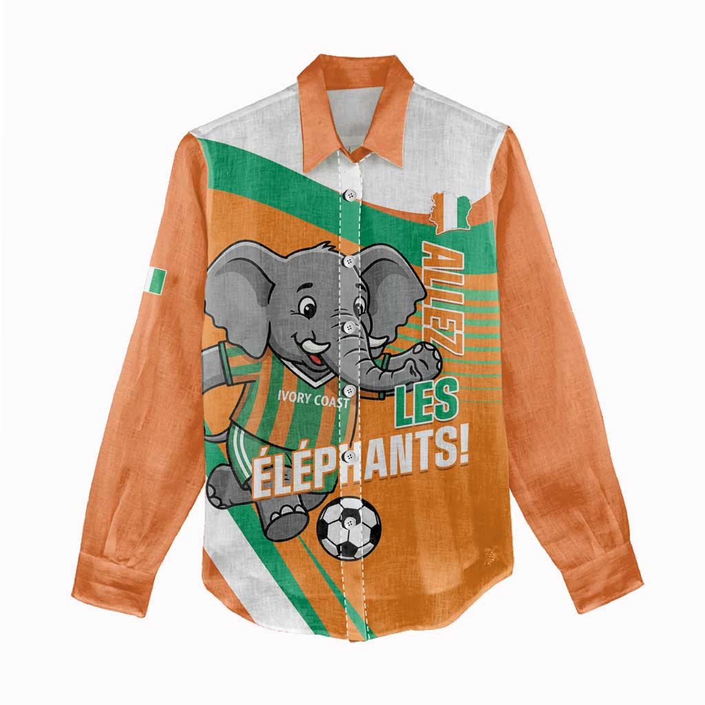 Custom Ivory Coast Football Women Casual Shirt 2026 Allez Les Elephants Cute Mascot - African Pride