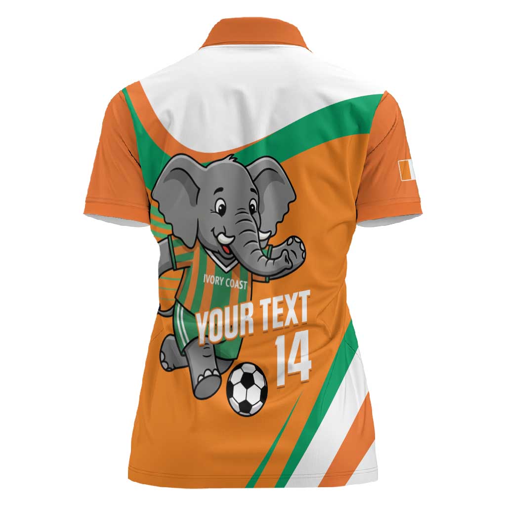 Custom Ivory Coast Football Women Polo Shirt 2026 Allez Les Elephants Cute Mascot LT14