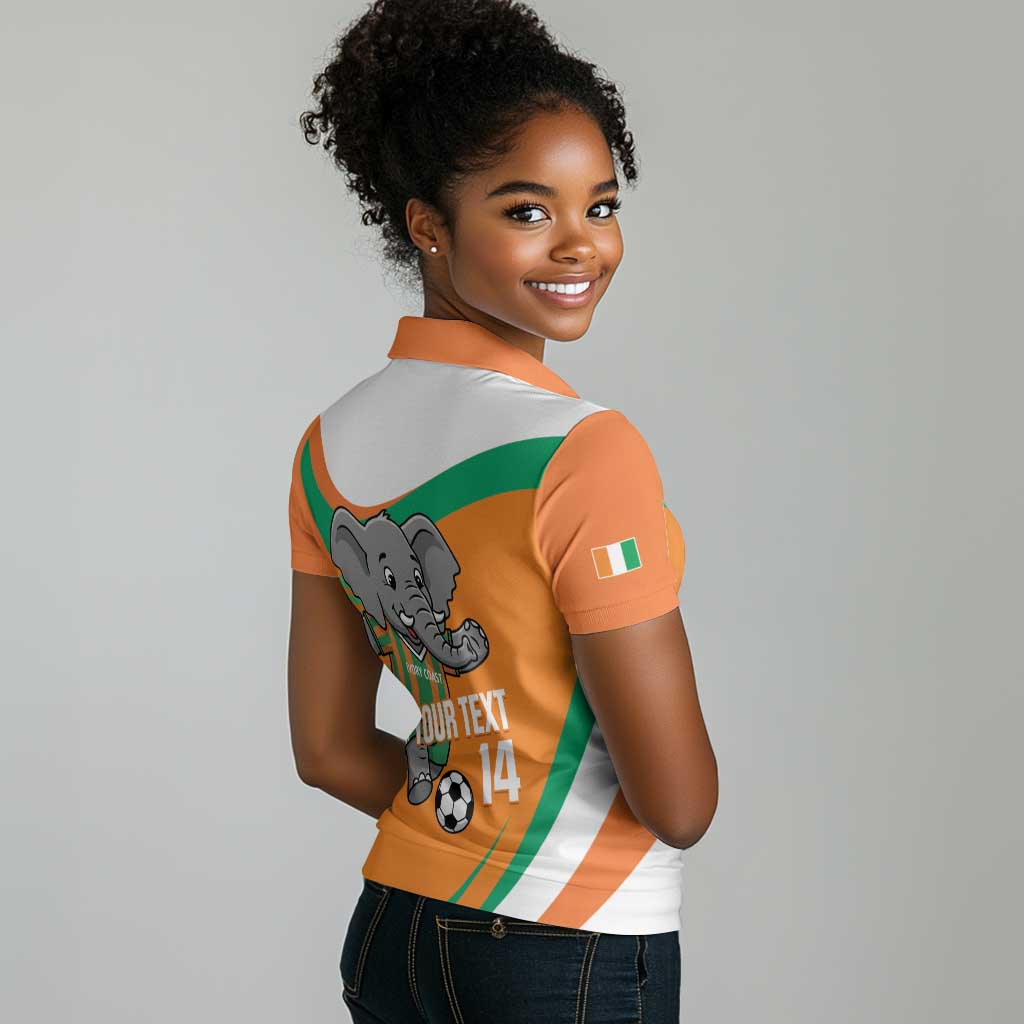 Custom Ivory Coast Football Women Polo Shirt 2026 Allez Les Elephants Cute Mascot LT14
