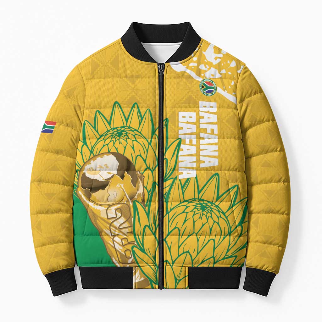 Custom South Africa Soccer Bomber Puffer Jacket 2026 Bafana Bafana Go Boys Protea - African Pride