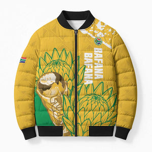 Custom South Africa Soccer Bomber Puffer Jacket 2026 Bafana Bafana Go Boys Protea - African Pride